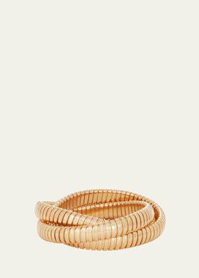 18K Yellow Gold 3 Band 9mm Rolling Bracelet