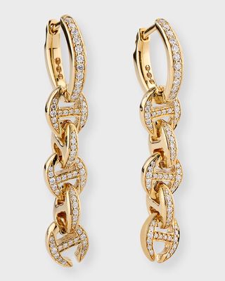 18K Yellow Gold 5 Link Diamond Pave Drip Earrings