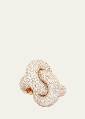 18K Yellow Gold Absolutely Fat Knot Ring with Diamonds