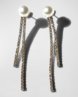 18K Yellow Gold Akoya Pearl and Diamond Drop Earrings