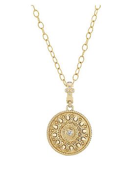18K Yellow Gold & 0.07 TCW Diamond Mandala Pendant Necklace