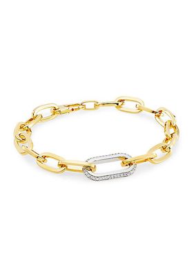 18K Yellow Gold & 0.78 TCW Diamond Paper Clip Chain Bracelet