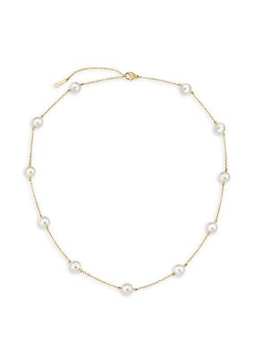 18K Yellow Gold & 6.5MM Cultured Akoya Pearl Station Necklace