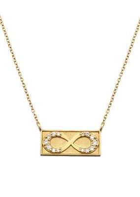 18K Yellow Gold & Diamond Infinity Bar Pendant Necklace