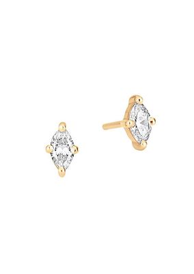 18K Yellow Gold & Diamond Marquise Stud Earrings