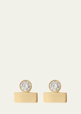 18K Yellow Gold & Diamond Stepping Stone Stud Earrings
