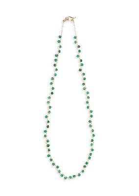18K Yellow Gold & Emerald Spiral Beaded All Around Choker Necklace