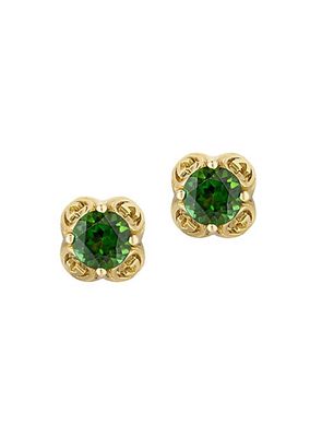 18K Yellow Gold & Green Tourmaline Interlocking G Earrings With Butterfly Clasp