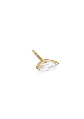 18K Yellow Gold & Marquise Diamond Single Stud Earring