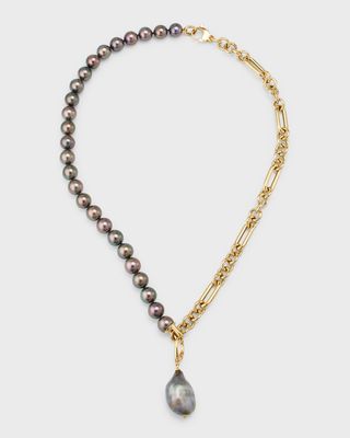 18k Yellow Gold and Tahitian Pearl Necklace