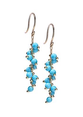 18K Yellow Gold & Turquoise Signature Short Spiral Beaded Earrings