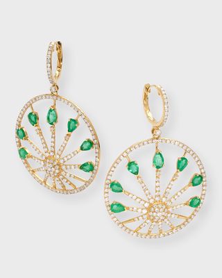 18K Yellow Gold Arinna Emerald and Diamond Earrings