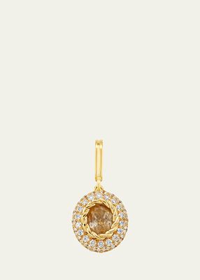 18K Yellow Gold Baby Queen Medal Charm with Rutilated Quartz and Diamonds