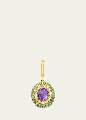 18K Yellow Gold Baby Velvet Medal Charm with Amethyst and Tsavorite