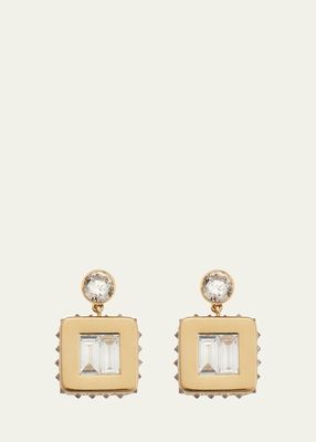18K Yellow Gold Baguette Diamond Inverted Tile Earrings