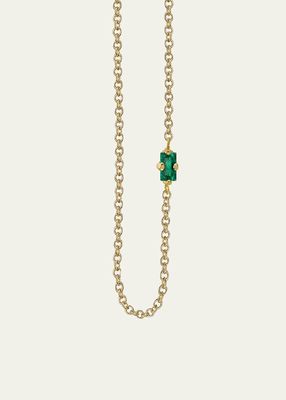 18K Yellow Gold Baguette Emerald Floating Necklace