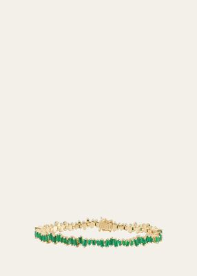 18k Yellow Gold Baguette Emerald Tennis Bracelet