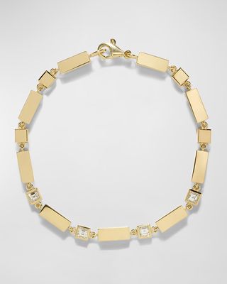 18k Yellow Gold Bar and Carre Diamond Bracelet