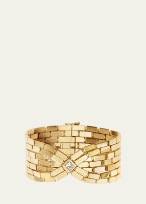 18K Yellow Gold Cascade Bracelet with Square White Diamonds