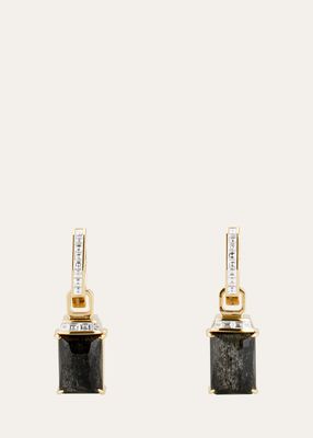 18K Yellow Gold CH2 Tablet Twister Earrings with Mixed Stones and Diamonds