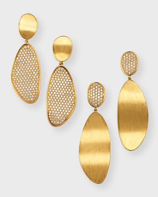 18K Yellow Gold Convertible Pave Diamond Earrings, Set of 2