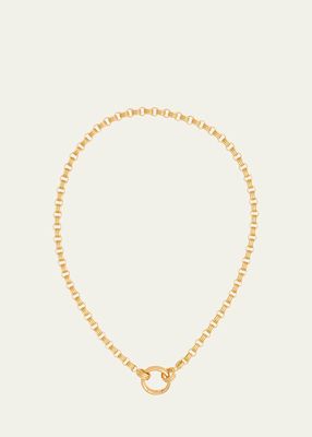 18K Yellow Gold Convertible Triple Chain Small Link Necklace with Double Key Ring, 18"L