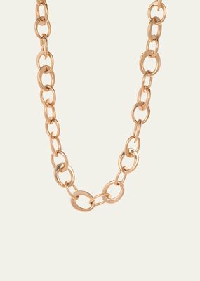 18K Yellow Gold Crescent Link Necklace, 17"L