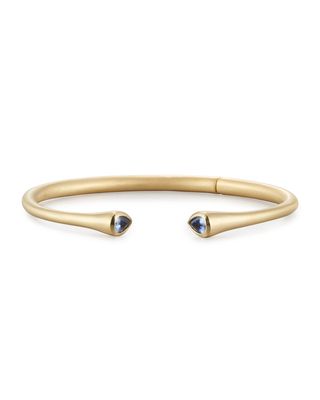 18K Yellow Gold Cuff Bracelet with Blue Sapphire