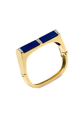 18K Yellow Gold, Diamond & Lapis Lazuli Pyramid Bracelet