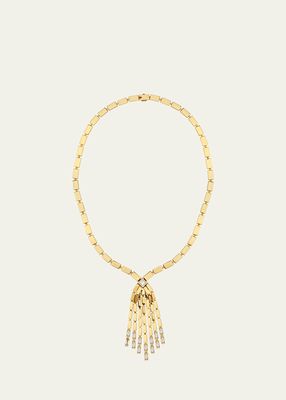 18K Yellow Gold Diamond Baguette Cascade Necklace