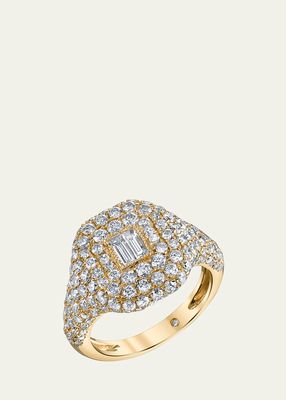 18K Yellow Gold Diamond Baguette Pave Ring