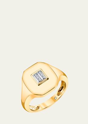 18K Yellow Gold Diamond Baguette Pinky Ring