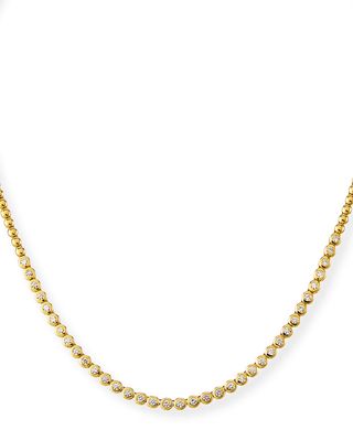 18k Yellow Gold Diamond Bezel Tennis Necklace