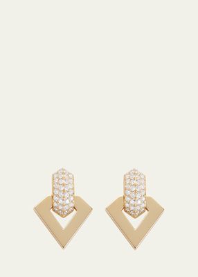 18k Yellow Gold Diamond Brute Pendant Earrings