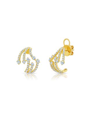 18k Yellow Gold Diamond Cage Post Back Earrings