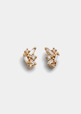 18K Yellow Gold Diamond Firework Stud Earrings