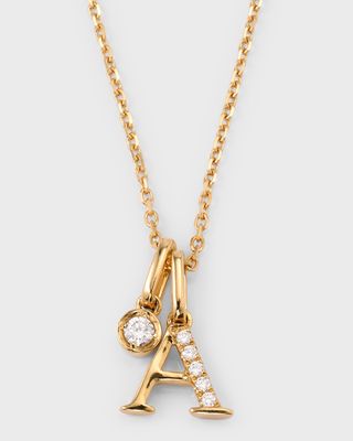18k Yellow Gold Diamond Initial Necklace, A