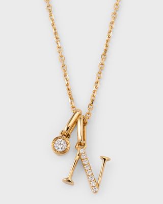 18k Yellow Gold Diamond Initial Necklace, N