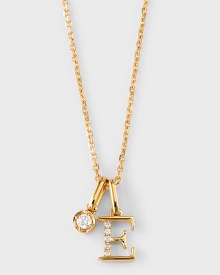 18K Yellow Gold Diamond Initial Pendant Necklace, E