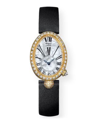 18k Yellow Gold Diamond Jewelry Watch w/ Leather Strap