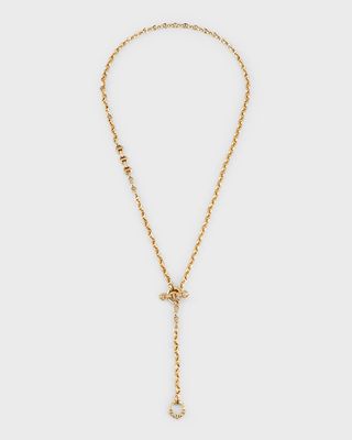18K Yellow Gold Diamond Open-Link Chain Necklace