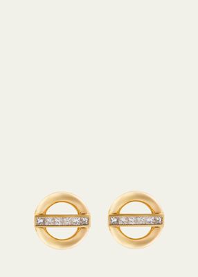 18K Yellow Gold Diamond Orbit Stud Earrings