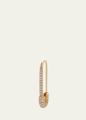 18K Yellow Gold Diamond Pave Safety Pin Earring, Single, Left