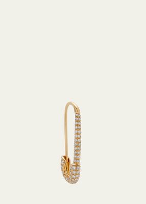 18K Yellow Gold Diamond Pave Safety Pin Earring, Single