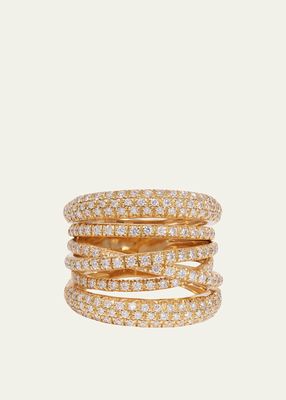 18K Yellow Gold Diamond Scribble Band Ring