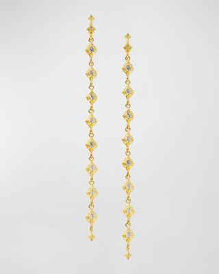 18K Yellow Gold Diamond Scroll Drop Earrings