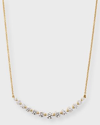 18K Yellow Gold Diamond Smile Necklace, 18"L