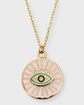18K Yellow Gold Diamond Spiral Eye Pendant Necklace