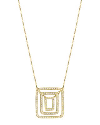 18k Yellow Gold Diamond Square Pendant Necklace