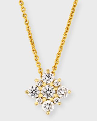 18K Yellow Gold Diamond Starburst Pendant Necklace